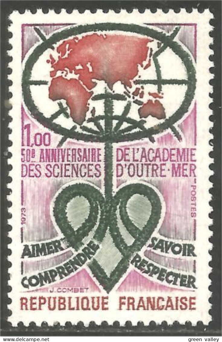 347 France Yv 1760 Académie Sciences Carte Map Academy MNH ** Neuf SC (1760-1c) - Autres & Non Classés