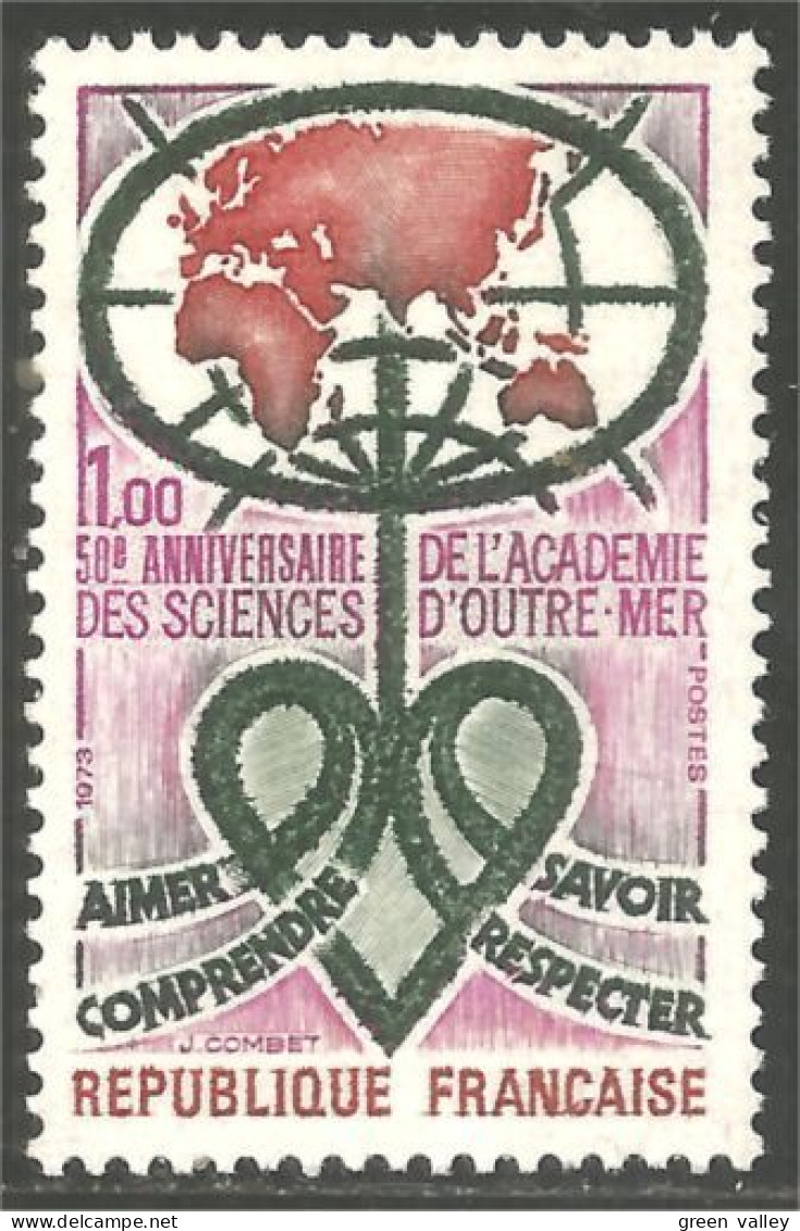 347 France Yv 1760 Académie Sciences Carte Map Academy MNH ** Neuf SC (1760-1d) - Other & Unclassified