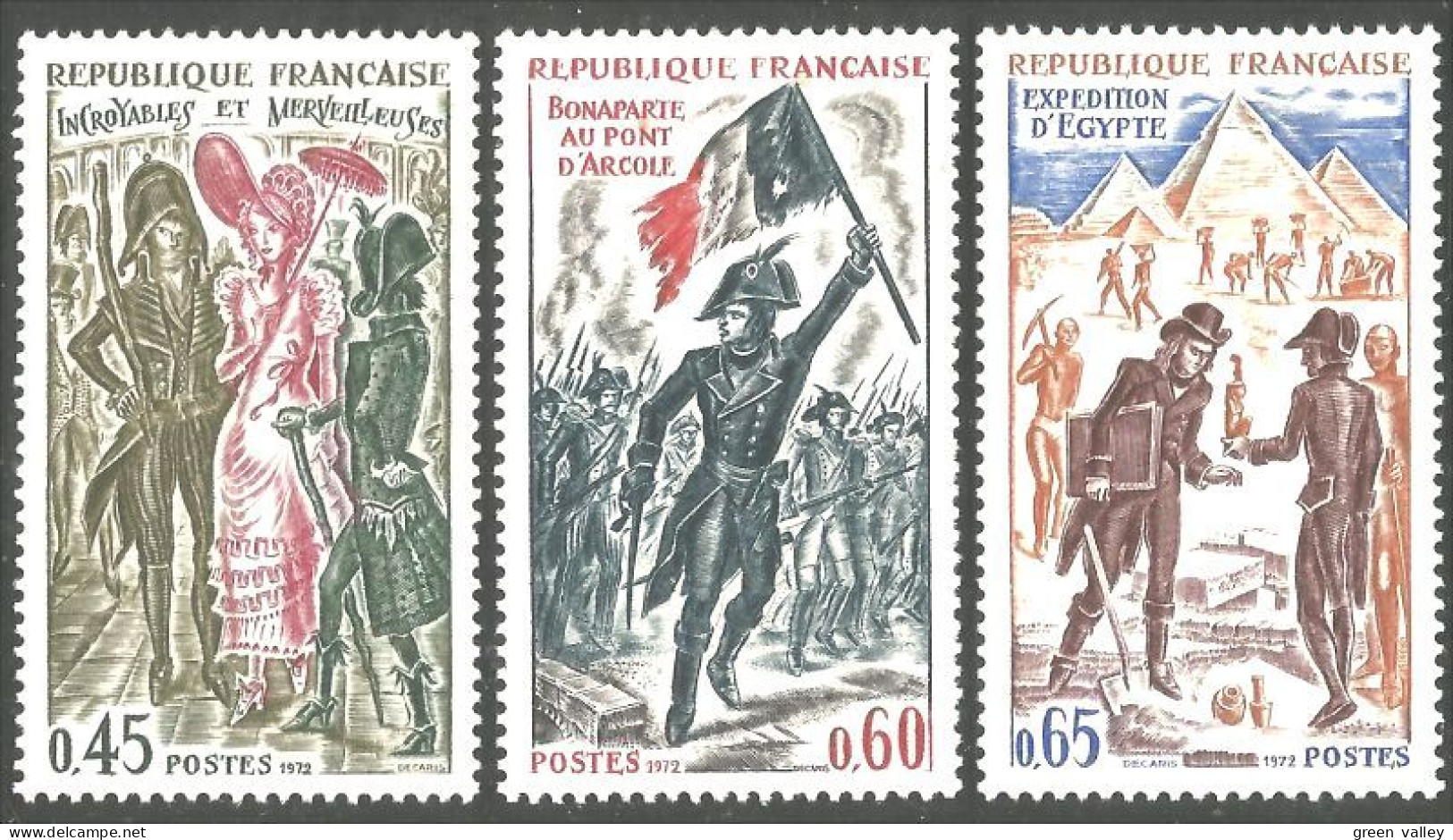 347 France Yv 1729-1731 Histoire France 1972 Arcole Egypte MNH ** Neuf SC (1729-1731-1b) - Egyptologie