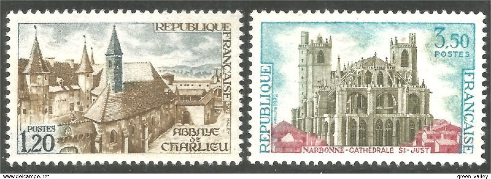 347 France Yv 1712-1713 Monuments Abbaye Charlieu Cathédrale Narbonne MNH ** Neuf SC (1712-1713-1n) - Monumenten