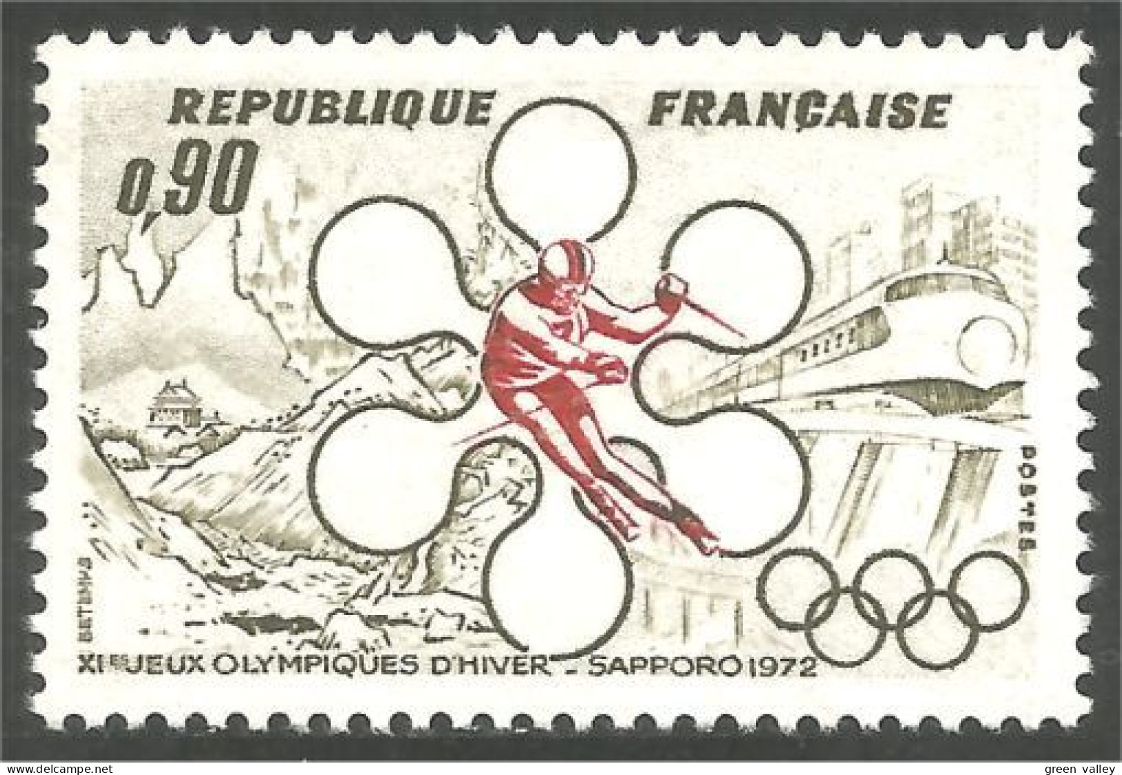 347 France Yv 1705 Jeux Olympiques Sapporo Ski MNH ** Neuf SC (1705-1c) - Hiver