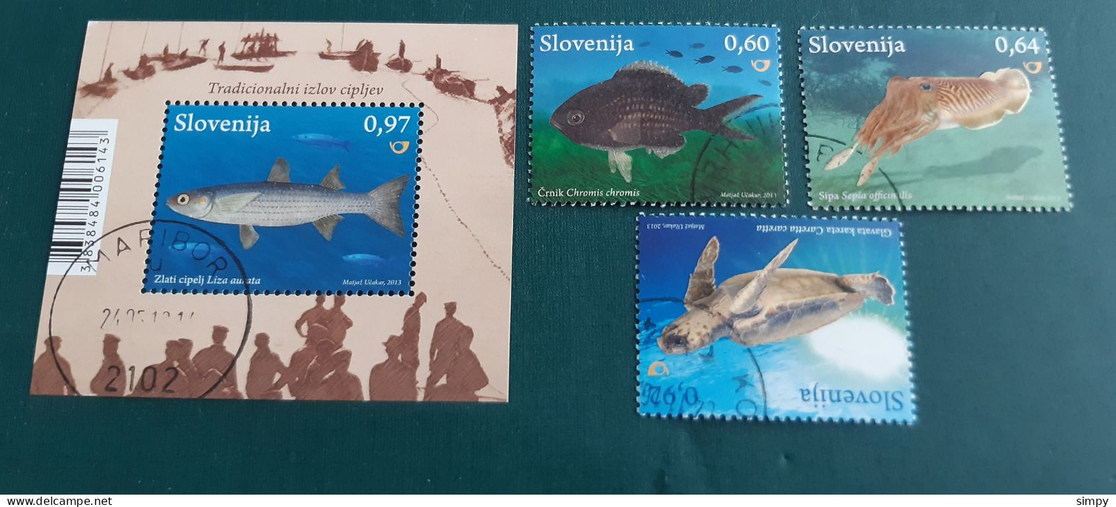 SLOVENIA 2013  Fauna Fish Turtle Used Stamps + Block - Eslovenia
