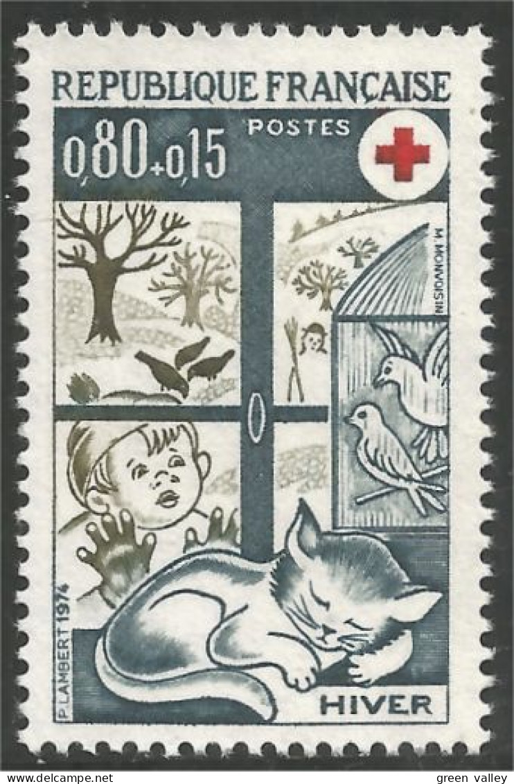 348 France Yv 1829 Croix-rouge Red Cross Chat Cat Katze Gatto Gato MNH ** Neuf SC (1829-1) - Chats Domestiques