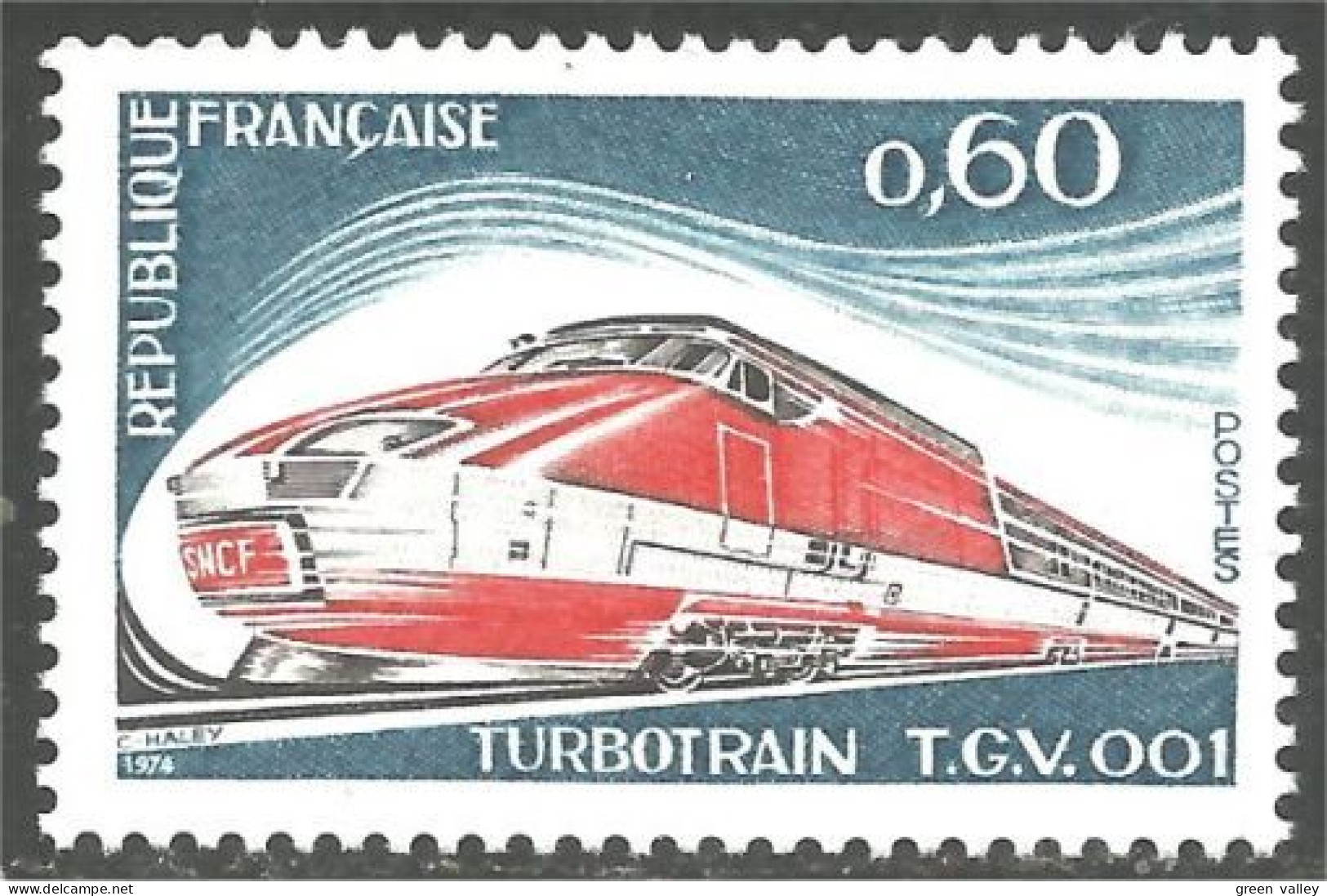 348 France Yv 1802 Turbotrain TGV 001 Railways Train Zug Locomotive MNH ** Neuf SC (1802-1b) - Treinen
