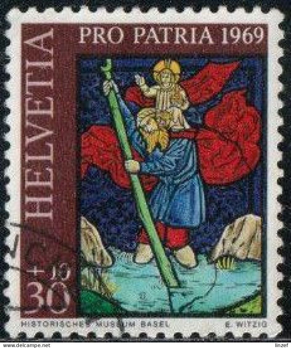 Suisse 1969 Yv. N°836 - Pour La Patrie - Vitrail Saint Christophe De Laufelfingen - Oblitéré - Used Stamps