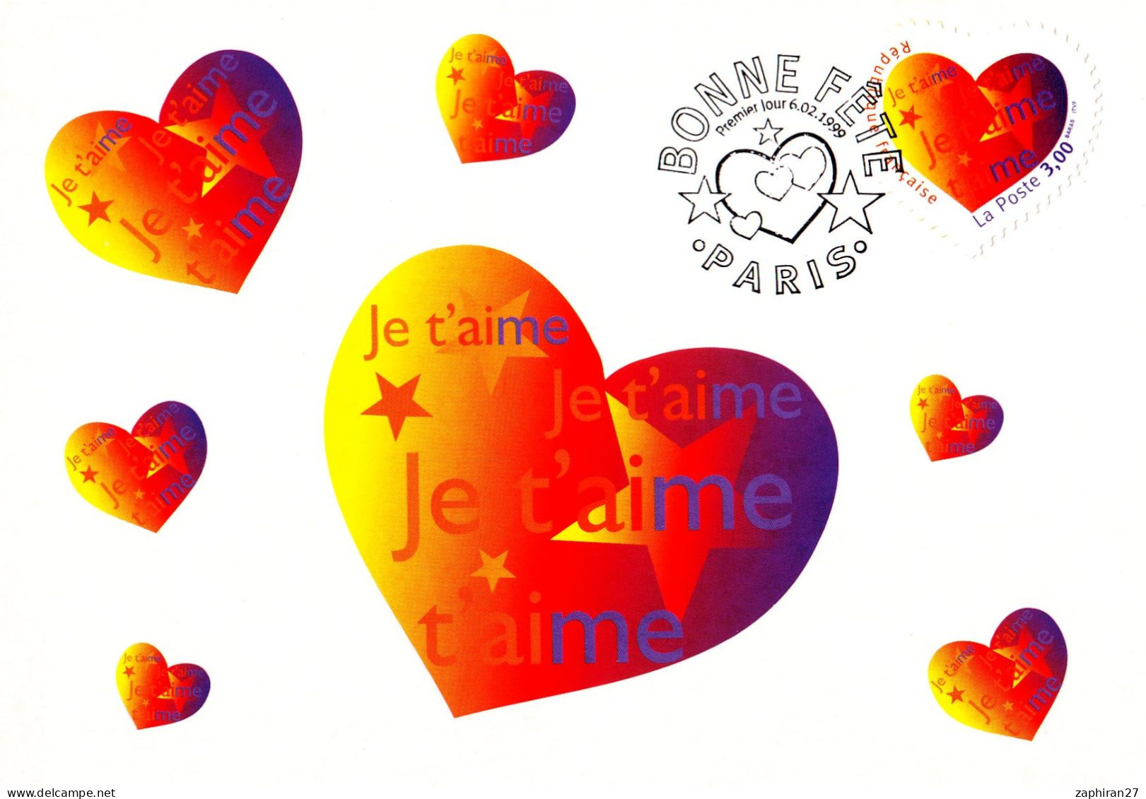 FETE SAINT VALENTIN / COEUR / BONNE FETE CARTE MAXIMUM (6-2-1999)  #592# - Andere & Zonder Classificatie