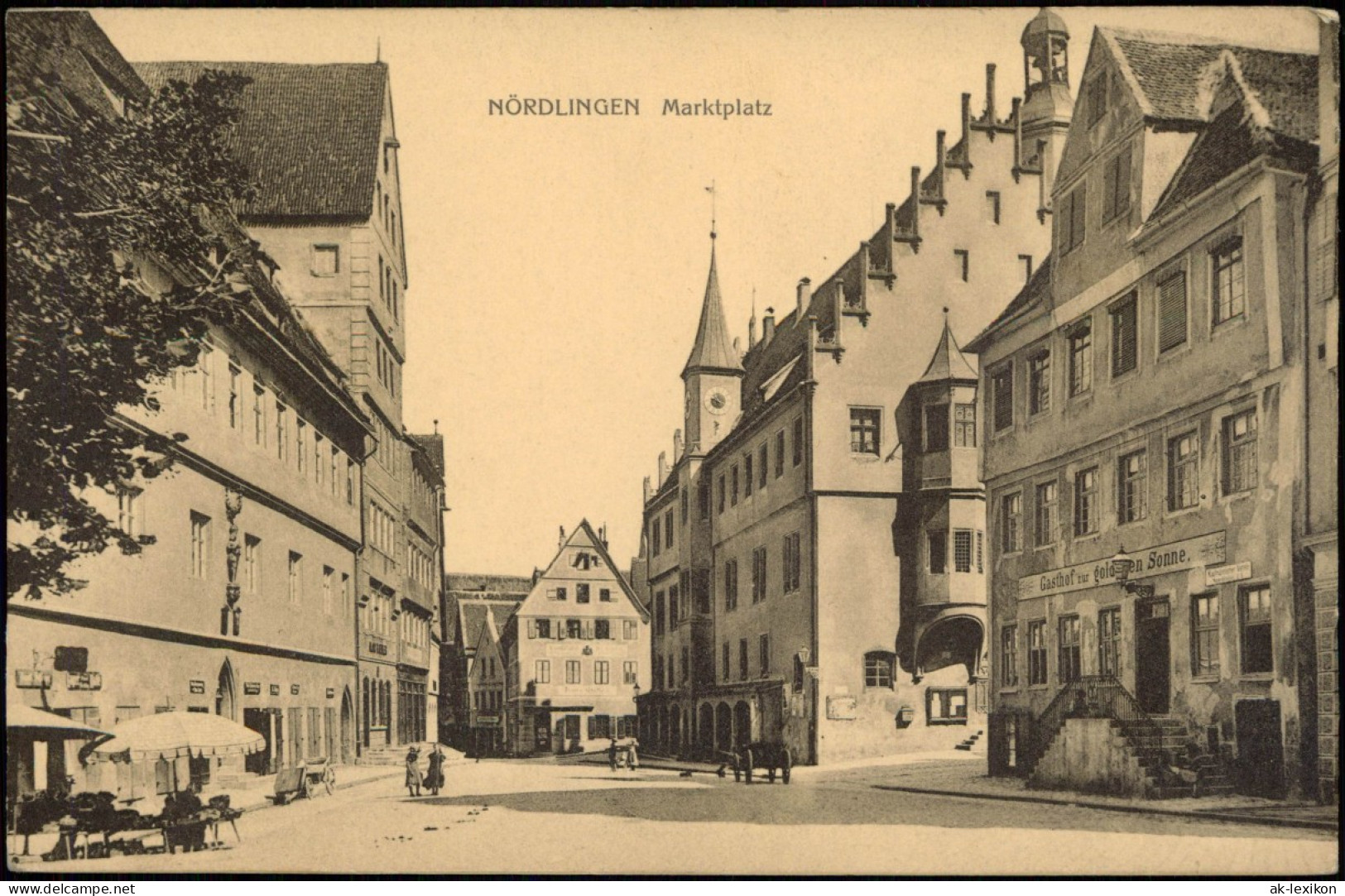 Ansichtskarte Nördlingen Marktplatz, Gasthof Zur Sonne 1913 - Nördlingen