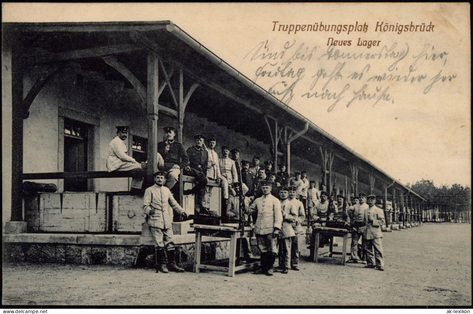 Königsbrück Kinspork Neues Lager Mit Soldaten - Truppenübungsplatz 1913 - Königsbrück