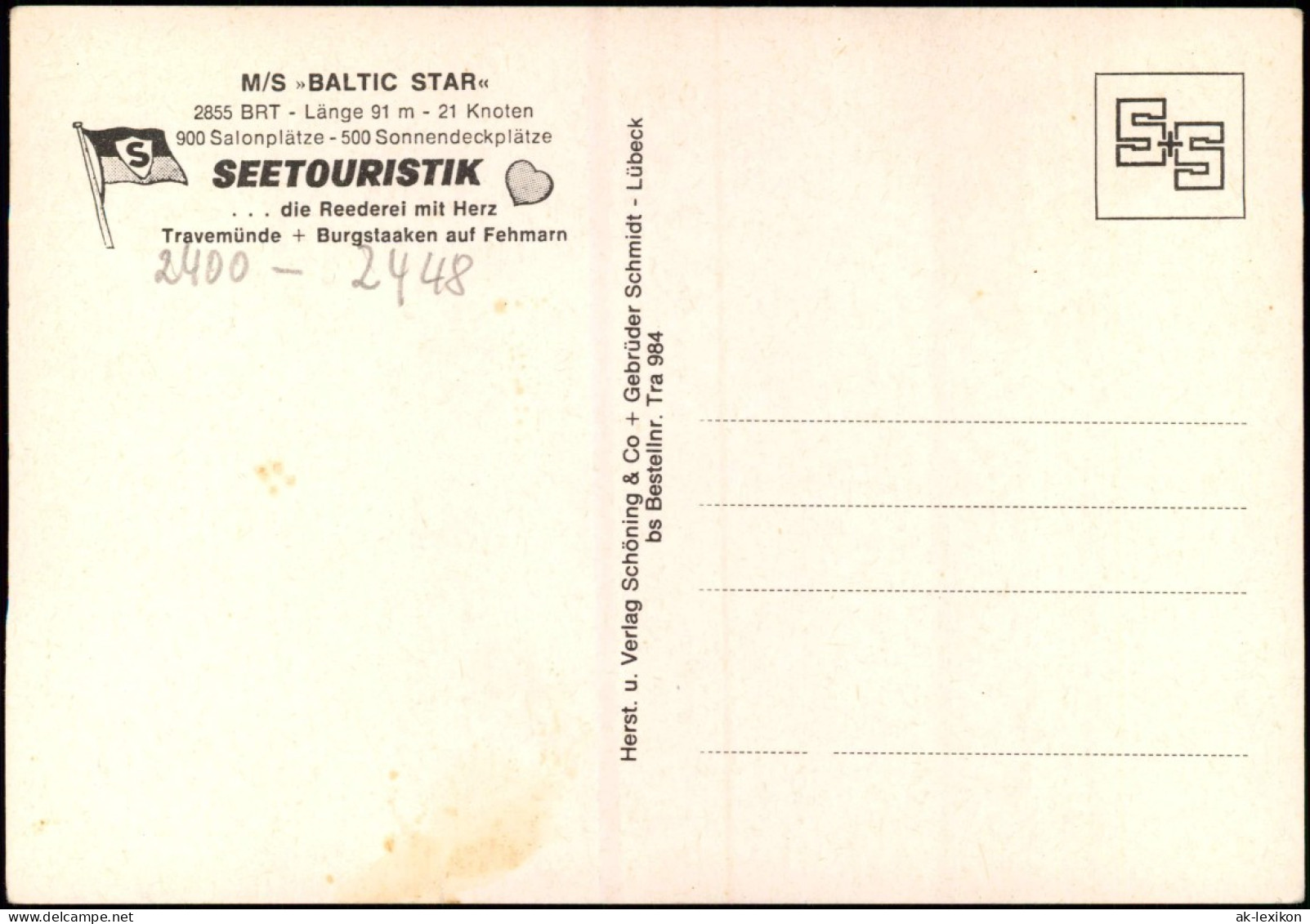Ansichtskarte  Fährschiff MS "Baltic Star" 1980 - Ferries