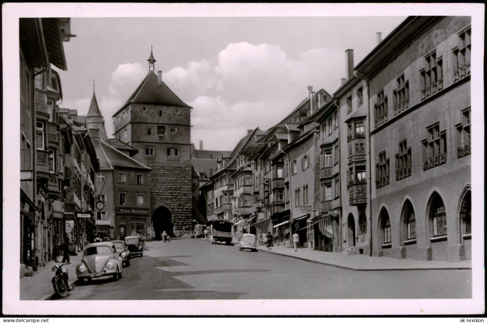 Ansichtskarte Rottweil (Neckar) Hauptstraße, VW Käfer 1952  Gel. Notopfer - Rottweil