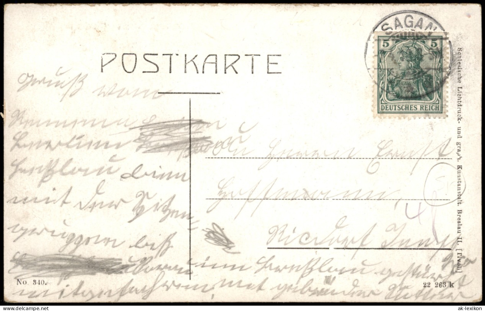 Postcard Sagan Żagań Herzogliches Schloß (Rückseite) 1911 - Neumark
