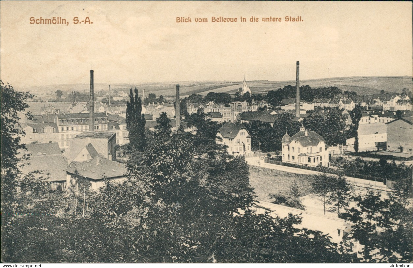 Ansichtskarte Schmölln Blick Vom Bellevue In Die Untere Stadt. 1916 - Schmoelln