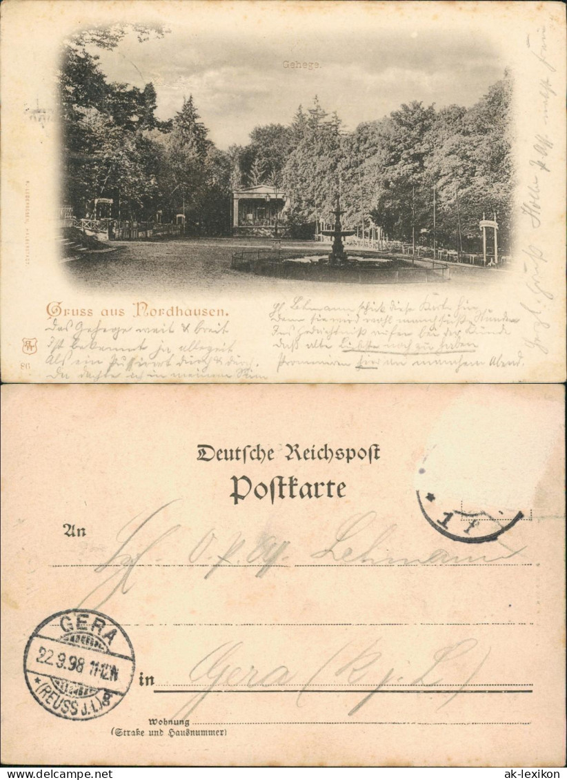 Ansichtskarte Nordhausen Gruss-Aus-Ortsansicht Mit Gehege 1898 - Nordhausen