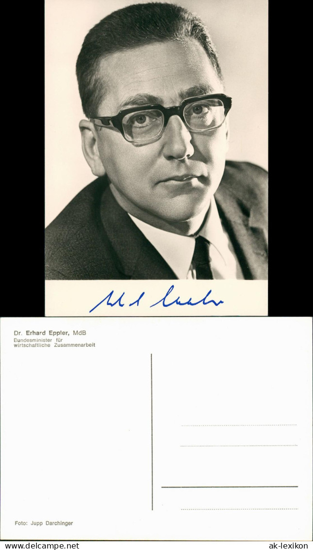 Autogrammkarte Politik Dr. Erhard Eppler MdB Bundesminister Wirt. Z. 1970 - Unclassified