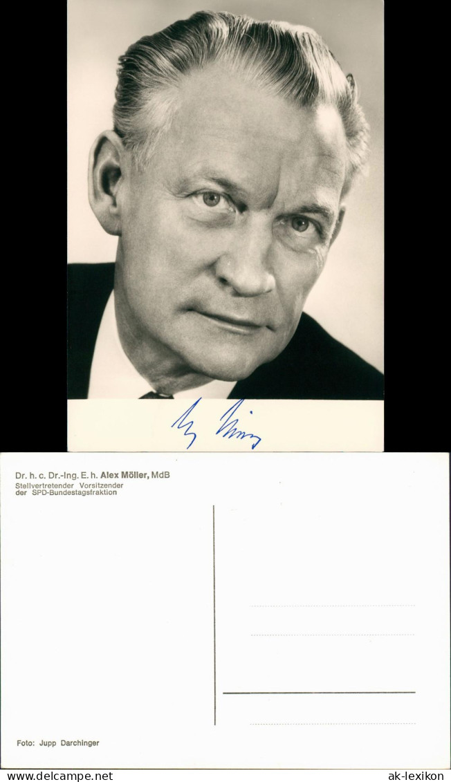 Autogrammkarte Politik Dr. H.  Dr Alex Möller MdB  SPD-Bundestagsfraktion 1970 - Unclassified