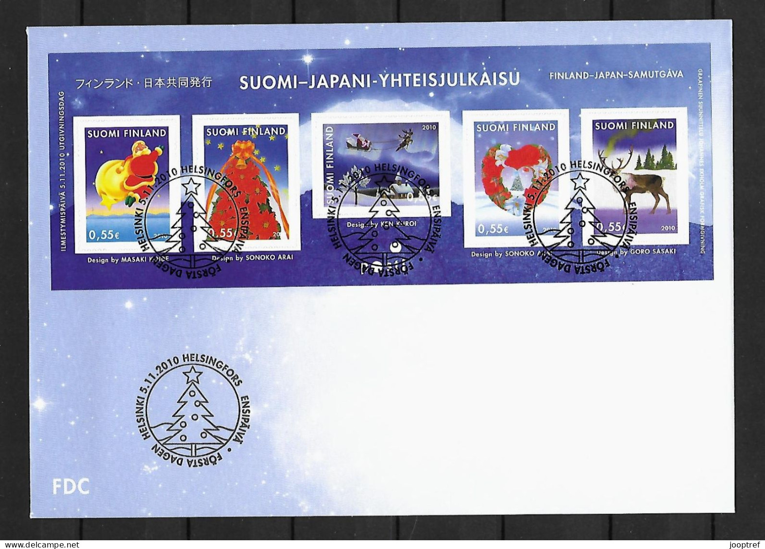 2010 Joint Finland And Japan, SET OF ALL 3 FDC'S WITH SOUVENIR SHEETS: Winter - Joint Issues