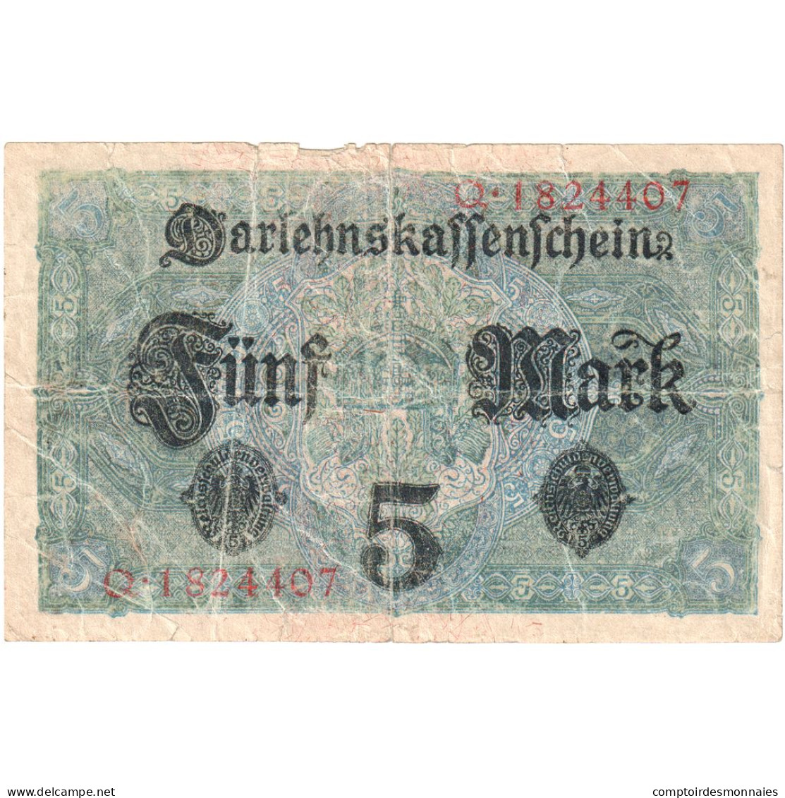 Allemagne, 5 Mark, 1917, 1917-08-01, KM:56a, TB - 5 Mark