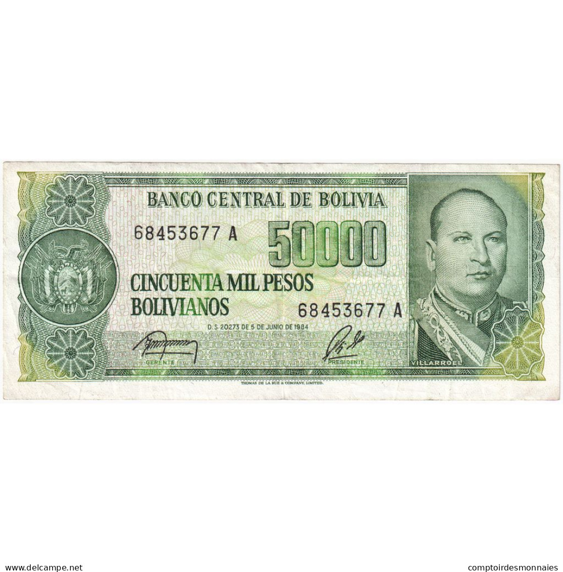 Bolivie, 50,000 Pesos Bolivianos, 1984, 1984-06-05, KM:170a, TTB - Bolivia