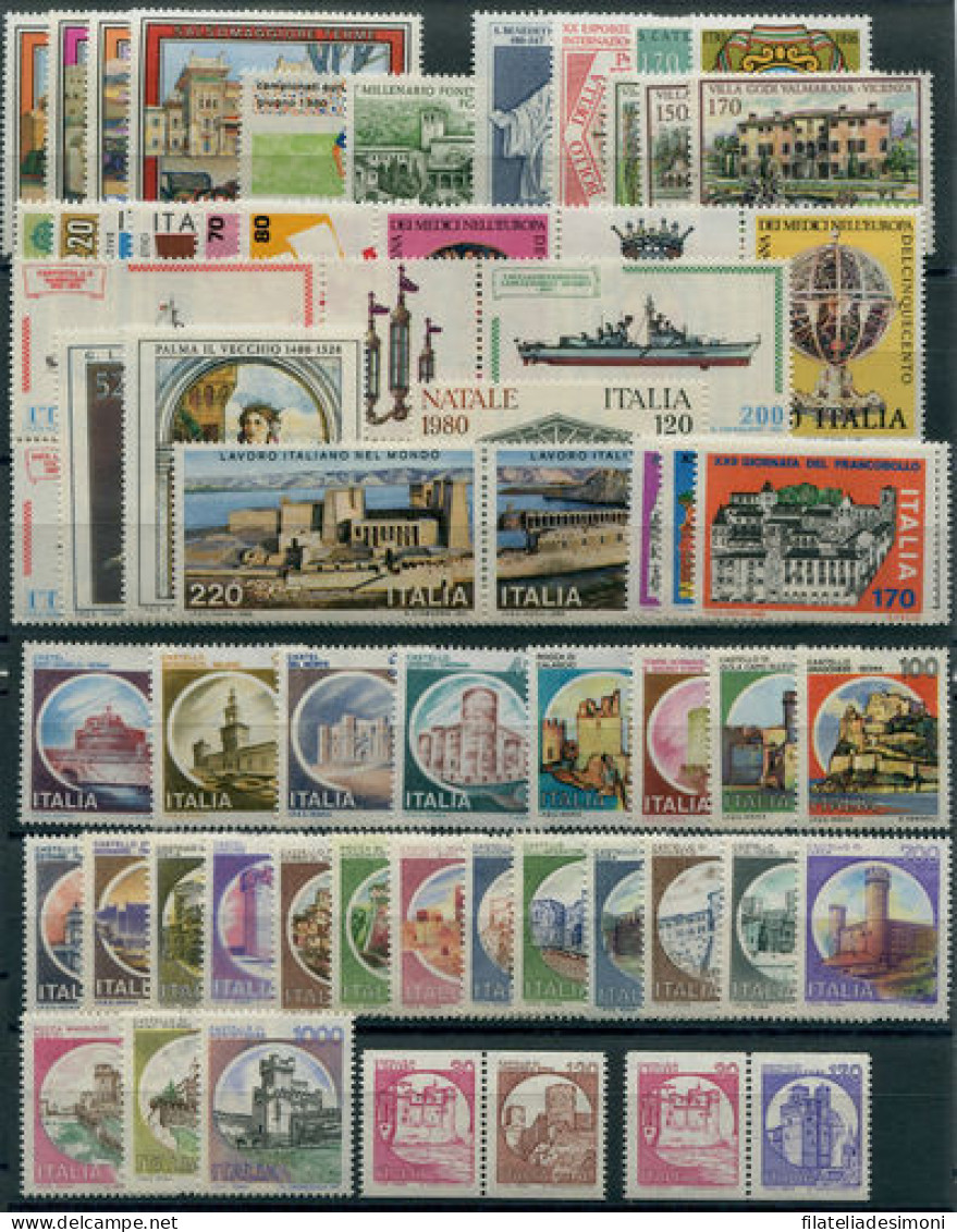 1980 Italia Repubblica, Francobolli Nuovi, Annata Completa 60 Valori - MNH** - Annate Complete