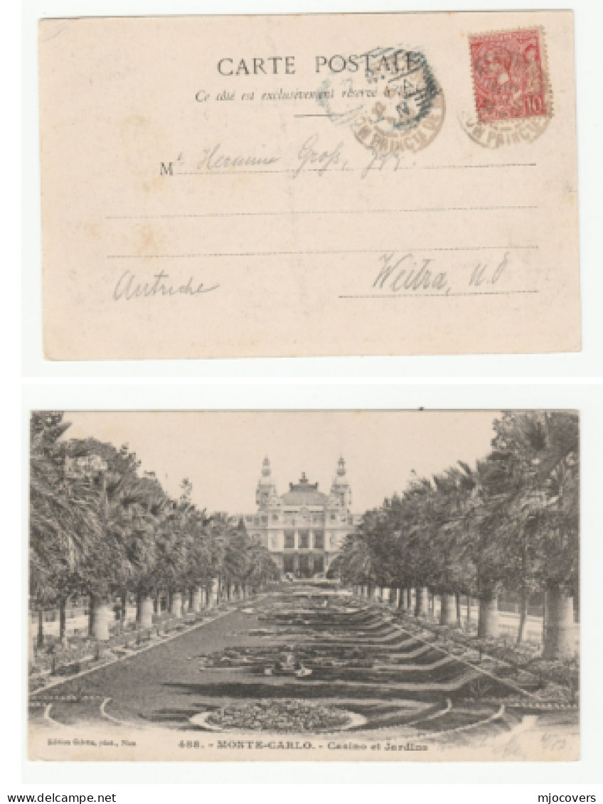 1903 MONACO Postcard Casino Et Jardins, Covers Stamps - Brieven En Documenten