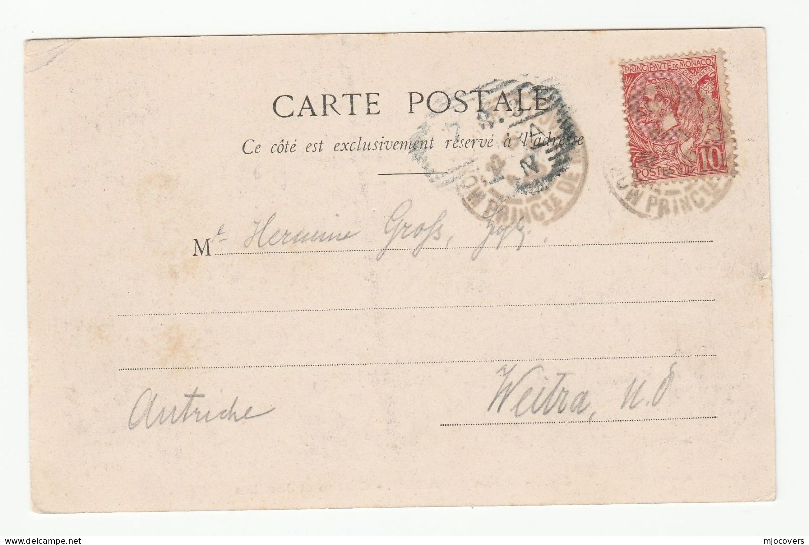 1903 MONACO Postcard Casino Et Jardins, Covers Stamps - Lettres & Documents