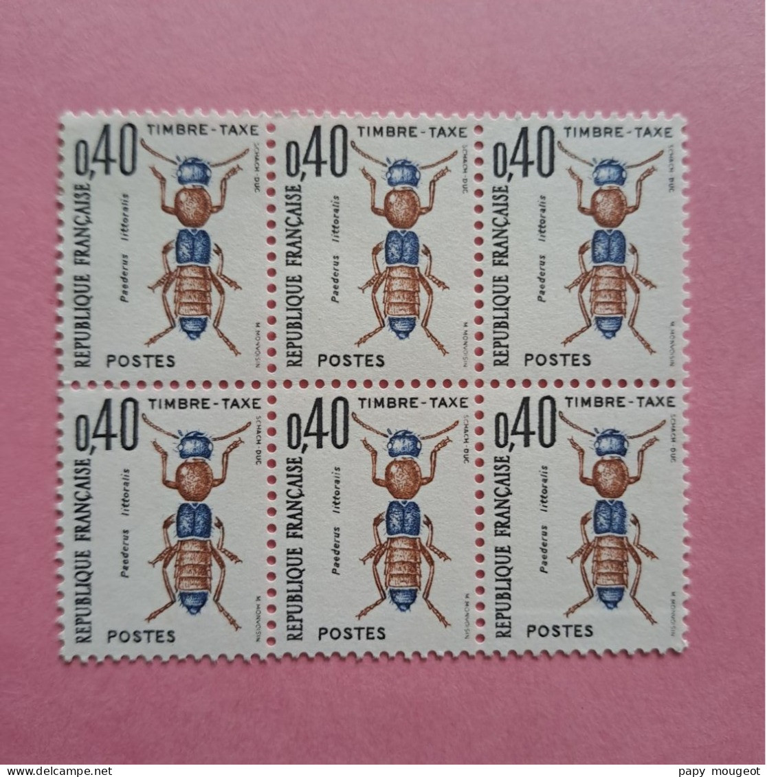 Taxe N°110 40 C Insecte - Bloc De 6 - Neuf ** 1 Timbre Avec Charnière - 1960-.... Neufs