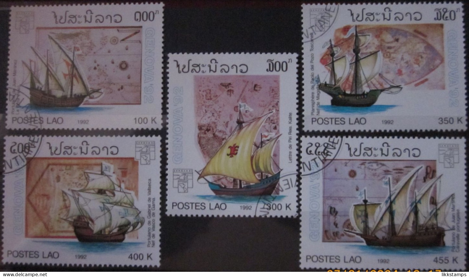 LAOS ~ 1992 ~ S.G. 1305 - 1309, ~ SHIPS. ~ VFU #03447 - Laos