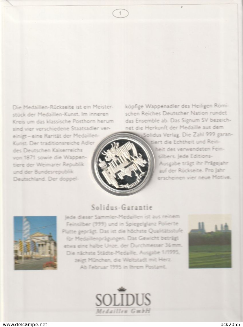 Berlin Bilder Der Deutschen Hauptstadt 1994 Medaille 999 Silber  O 36mm Ca 1/2 Unze PP ( Dg 315 ) - Pièces écrasées (Elongated Coins)