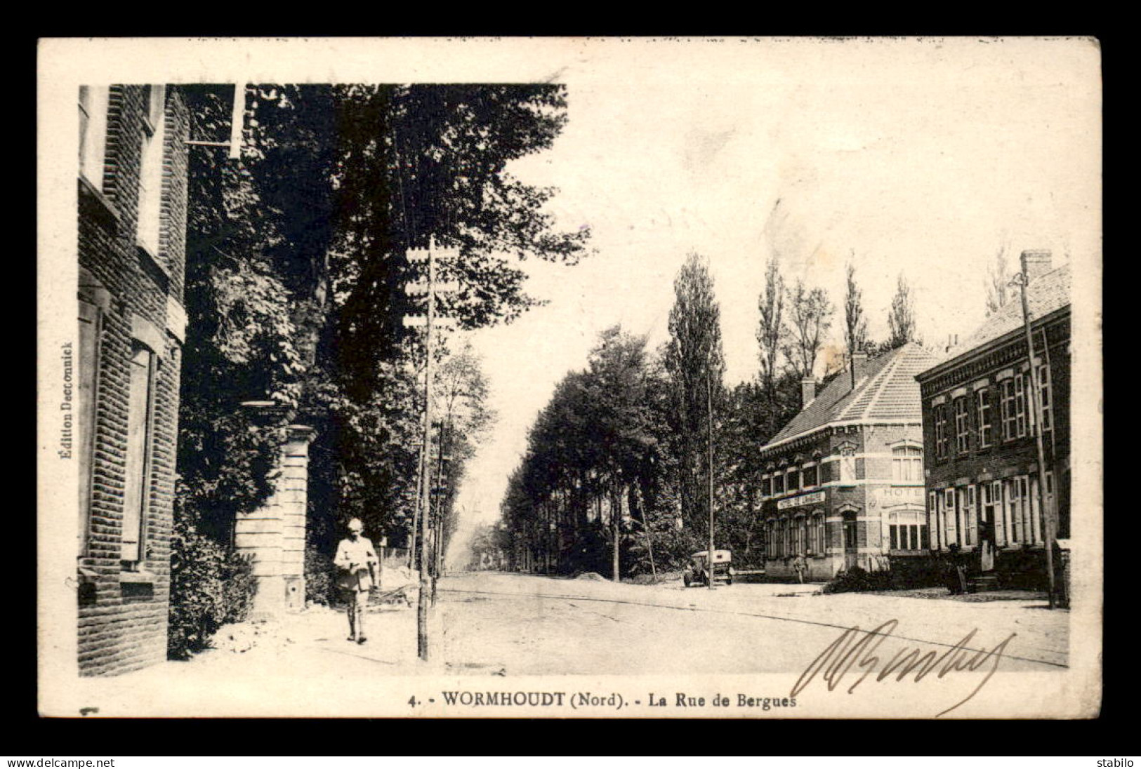 59 - WORMHOUDT - LA RUE DE BERGUES - HOTEL DE LA GARE - Wormhout