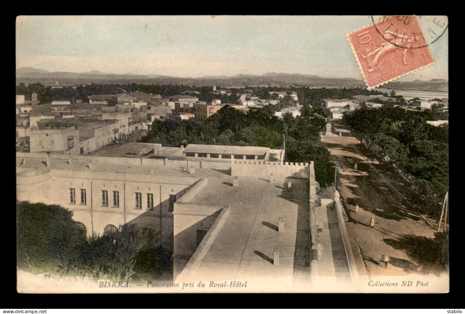 ALGERIE - BISKRA - PANORAMA PRIS DU ROTAL-HOTEL - CARTE COLORISEE - Biskra