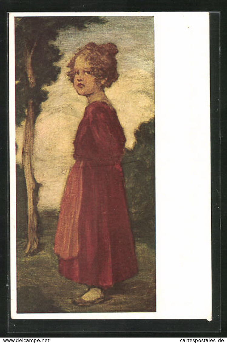 Künstler-AK Ludwig Von Zumbusch: Mädchen Im Roten Kleid  - Zumbusch, Ludwig V.
