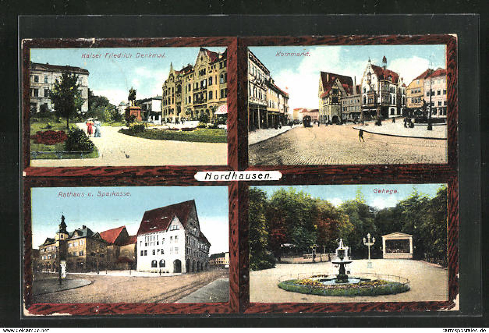 AK Nordhausen, Auf Dem Kornmarkt, Am Kaiser Friedrich Denkmal, Rathaus Und Sparkasse, Gehege  - Nordhausen