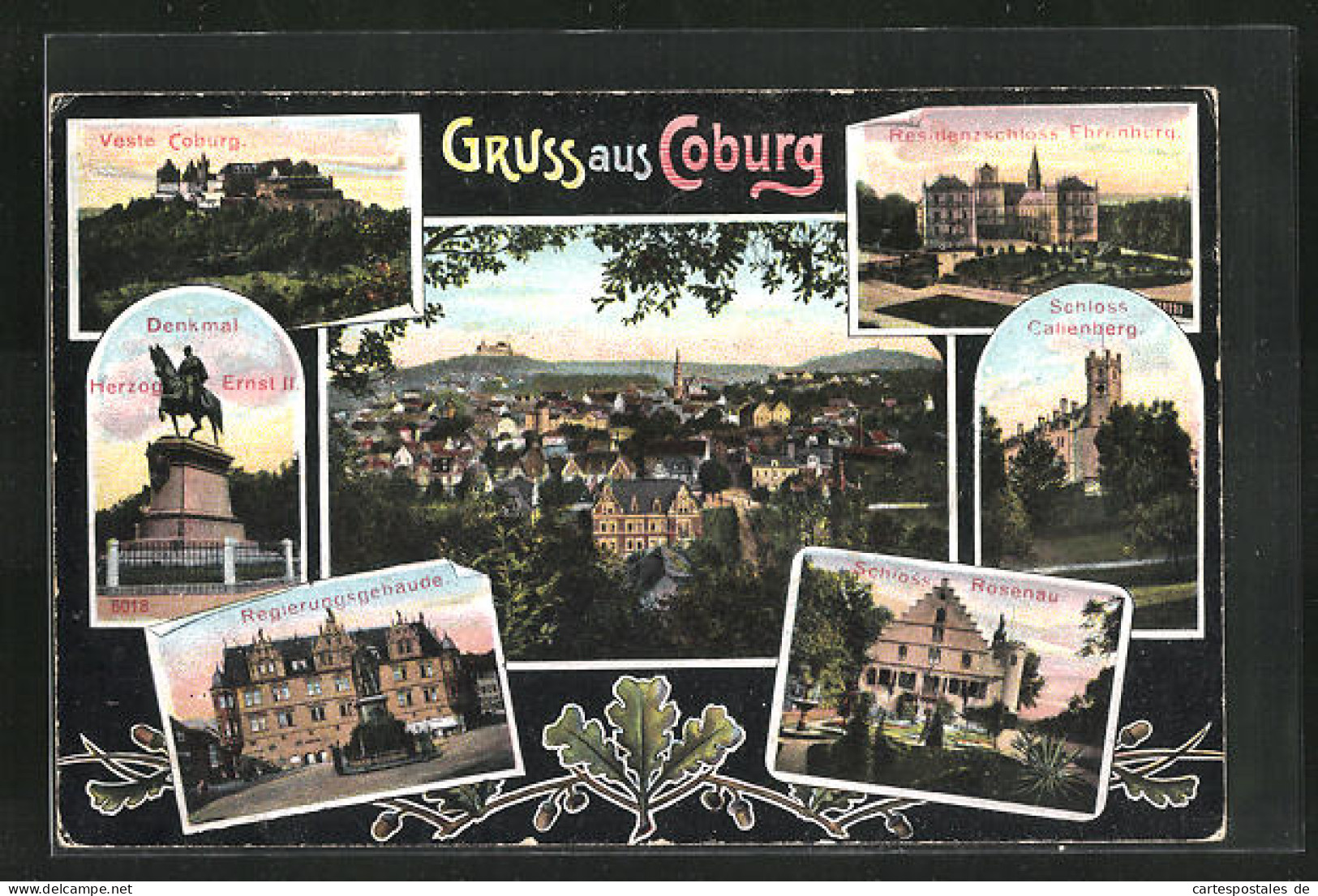 AK Coburg, Veste Coburg, Residenzschloss Ehrenburg, Schloss Callenberg, Schloss Rosenau, Regierungsgebäude  - Coburg