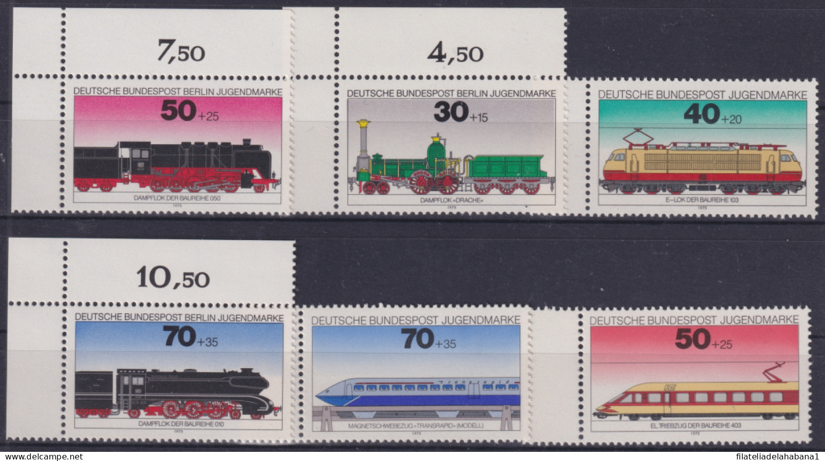 F-EX49221 GERMANY & BERLIN MNH 1975 RAILROAD RAILWAYS FERROCARRIL.  - Treinen