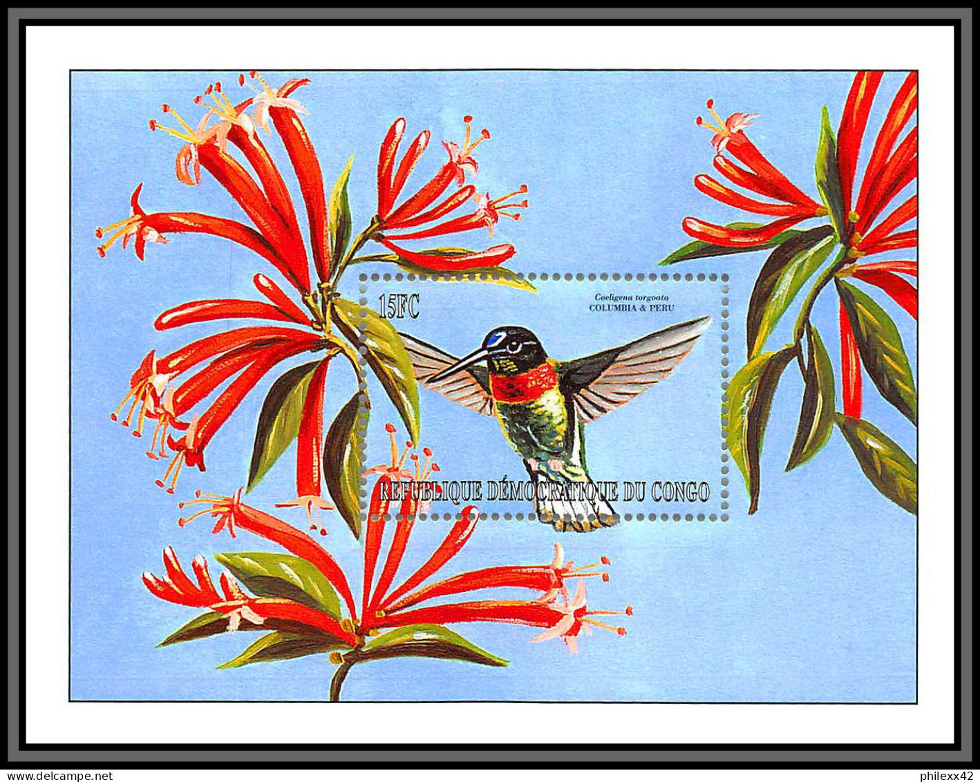 80845 Congo Mi N°93/94 TB ** MNH Oiseaux Birds Coeligena Torquata Inca Collared Inca Columbia Peru 2000 Trochilidae - Nuevas/fijasellos