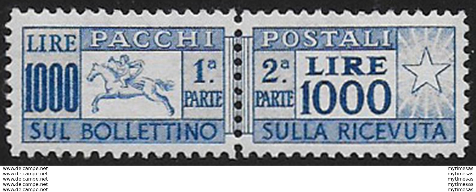 1954 Italia Pacchi Postali Lire 1.000 Cavallino Sup MNH Sassone N. 81/I - Andere & Zonder Classificatie