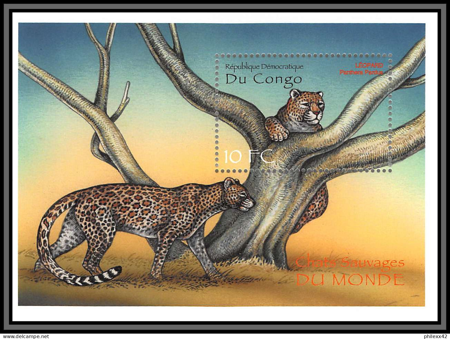 80929 Congo Mi BF N°88 Leopard Panthera Pardus Longhorn TB Neuf ** MNH Animaux Animals 2000 - Nuovi