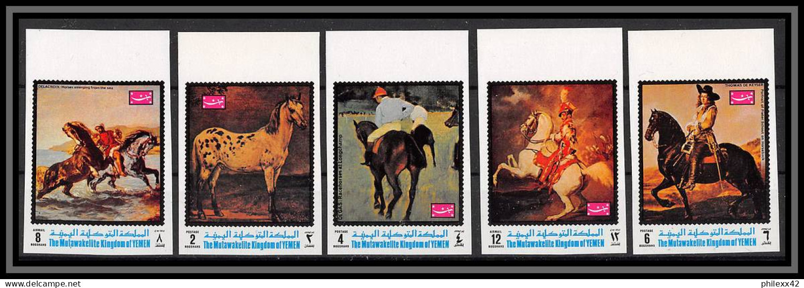 Yemen Royaume (kingdom) - 4205 N°1007/1011 B Equestrian Paintings Tableau Painting Horse Neuf ** MNH Non Dentelé Imperf - Yémen