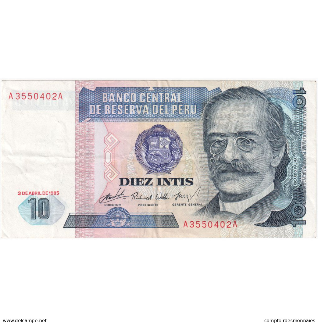 Pérou, 10 Intis, 1985, 1985-04-03, KM:128, SPL - Perú