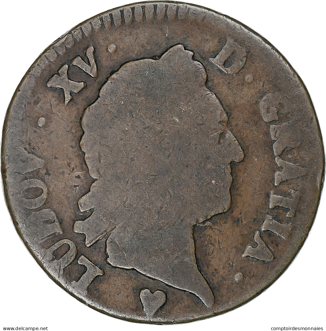 France, Louis XV, Sol à La Vieille Tête, 1774, Strasbourg, Cuivre, TB - 1715-1774 Louis XV Le Bien-Aimé