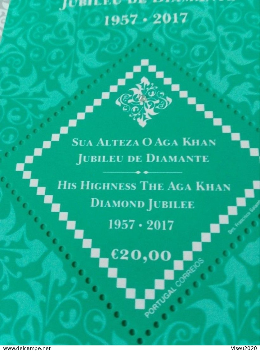 Portugal 2018 Aga Khan Jubilee Bloc Spécial Véritable Diamant Special Souvenir Sheet Real Diamond Islam Ismaili - Neufs