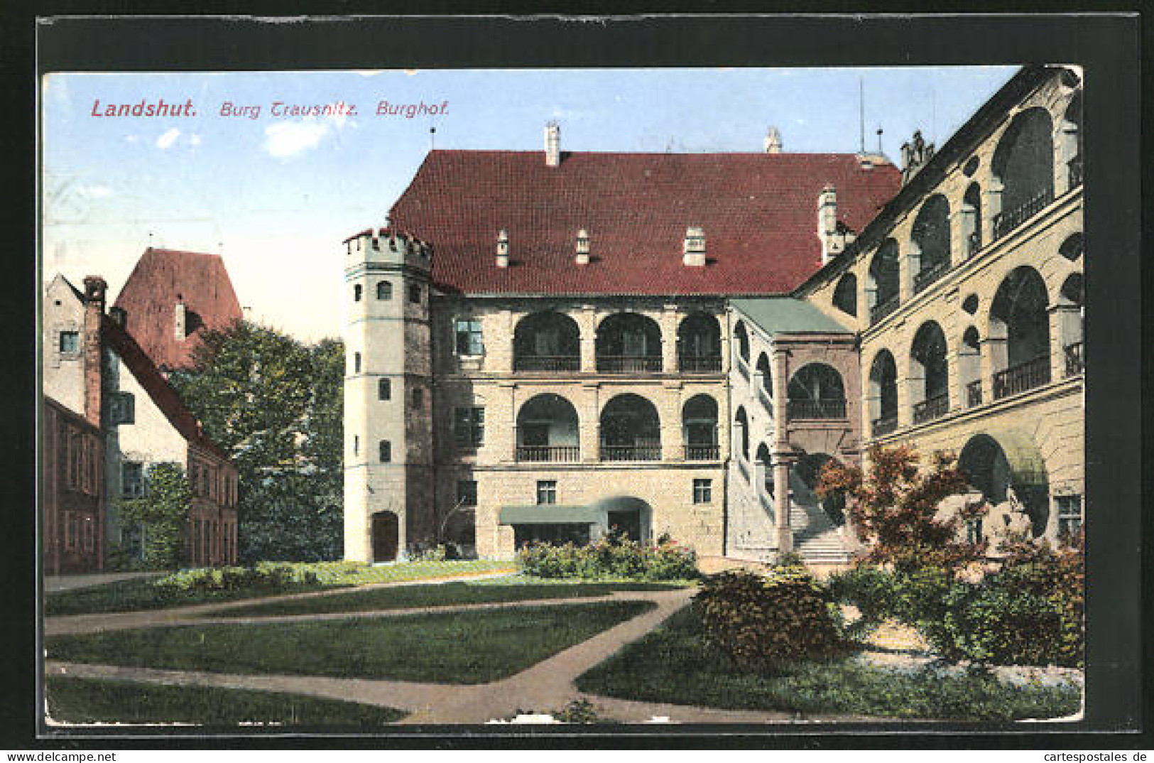 AK Landshut, Burg Trausnitz, Burghof  - Landshut