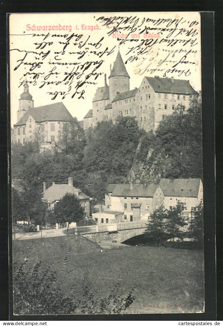 AK Schwarzenberg /Erzgeb., Kiche Und Schloss  - Schwarzenberg (Erzgeb.)