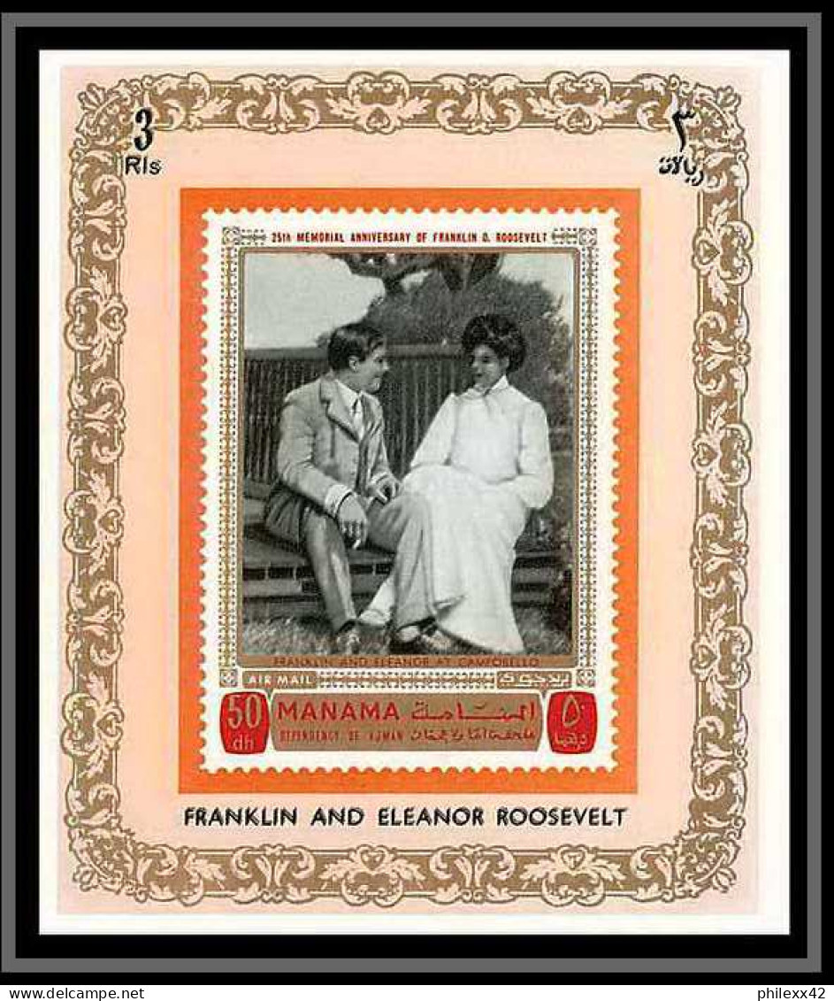 Manama - 3079a/ N° 327/332 Deluxe Miniature Sheets Franklin D Roosevelt In Teheran Usa De Gaulle ** MNH 1970 - Manama