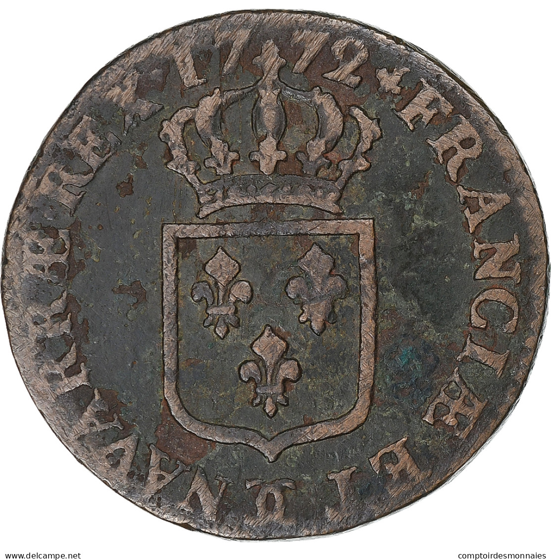 France, Louis XV, Sol à La Vieille Tête, 1772, Besançon, Cuivre, TB+ - 1715-1774 Lodewijk XV