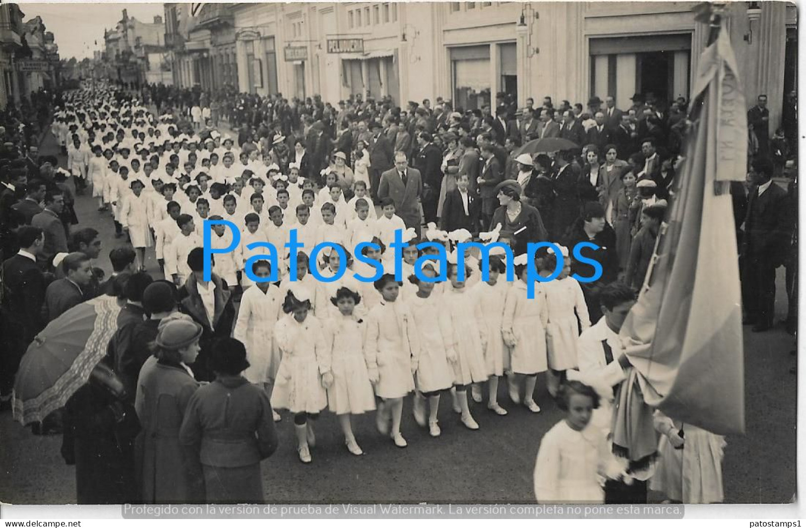 226732 ARGENTINA BUENOS AIRES AZUL CALLE YRIGOYEN DESFILE ESCOLAR 1937 POSTAL POSTCARD - Argentina