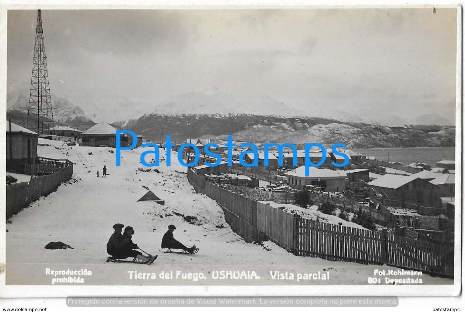 226745 ARGENTINA TIERRA DEL FUEGO USHUAIA VISTA PARCIAL COSTUMES SLED POSTAL POSTCARD - Argentinië