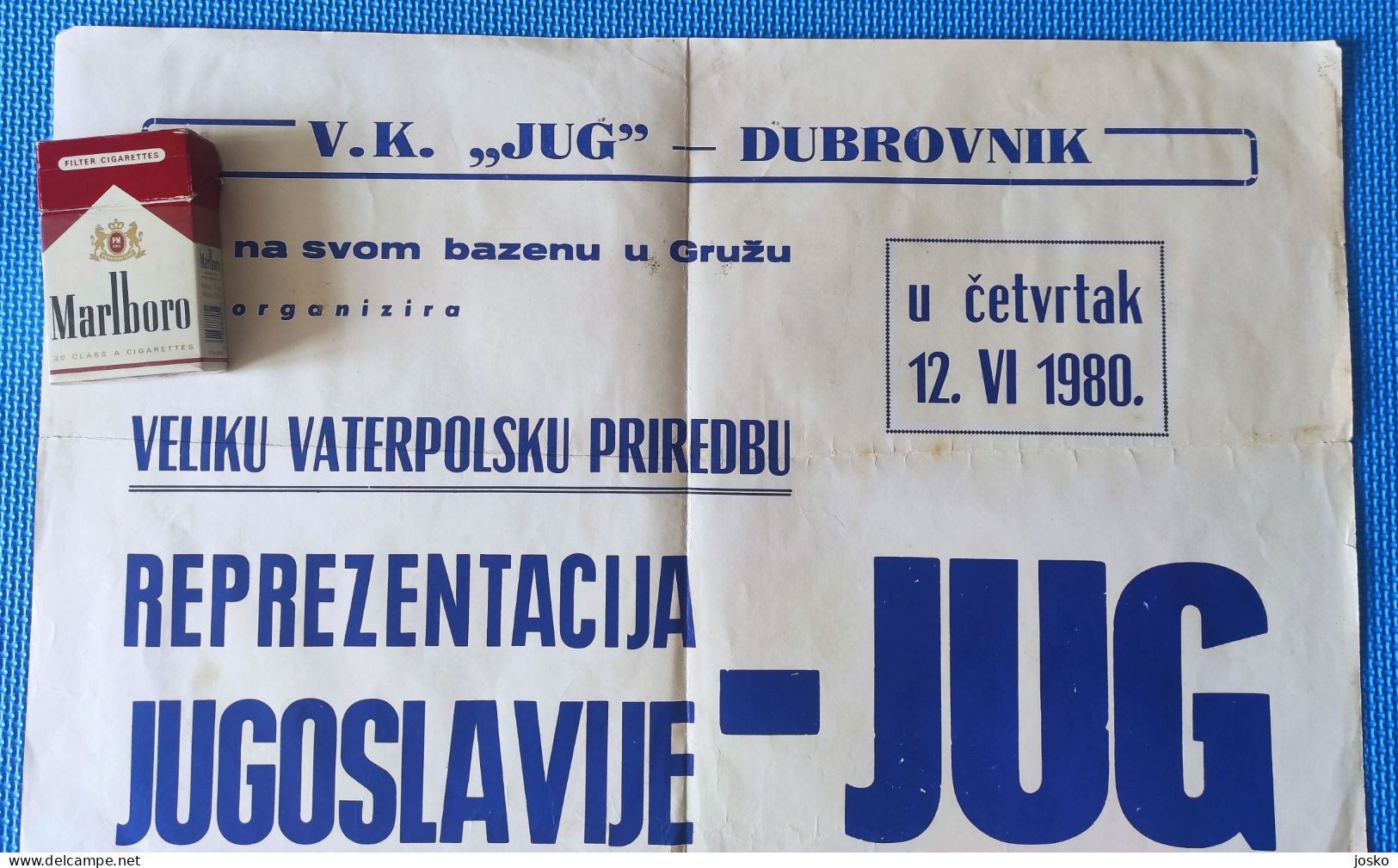 VATERPOLO SPEKTAKL - JUG DUBROVNIK Vs REPREZENT. JUGOSLAVIJE 1980 Veliki Stari Plakat * Water Polo Wasserball Pallanuoto - Other & Unclassified