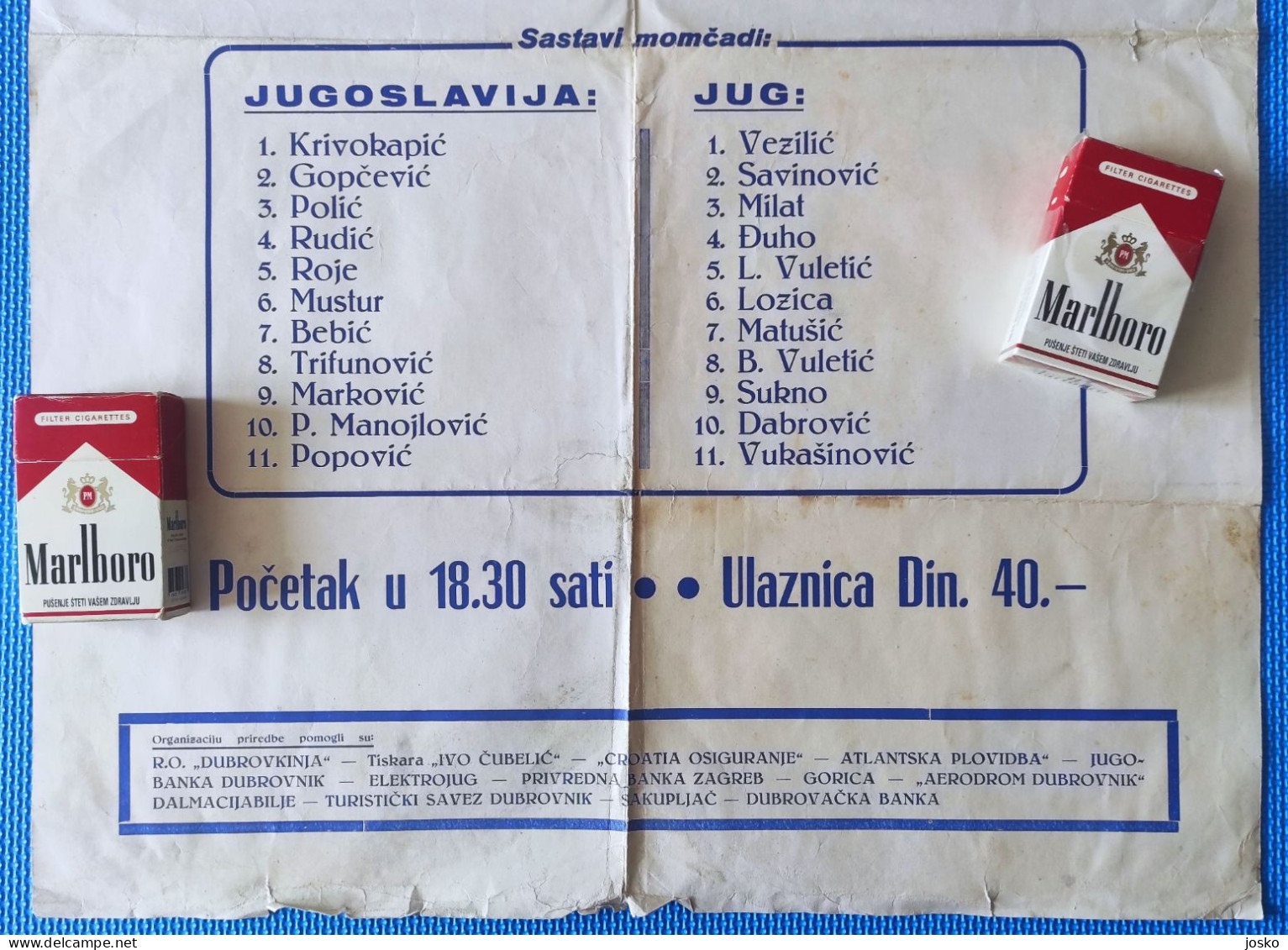 VATERPOLO SPEKTAKL - JUG DUBROVNIK Vs REPREZENT. JUGOSLAVIJE 1980 Veliki Stari Plakat * Water Polo Wasserball Pallanuoto - Otros & Sin Clasificación