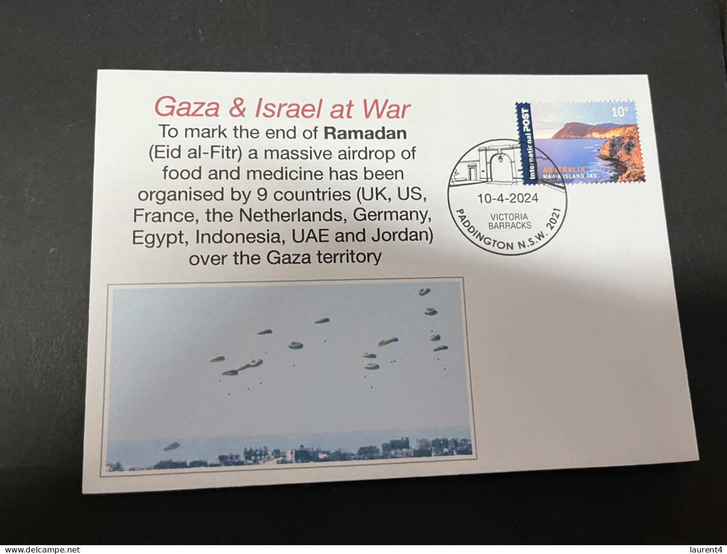 11-4-2024 (1 Z 37) War In Gaza - 9 Country Emergency Airdrop Over Gaza (to Mark End Of Ramadan Eid Al-Fitr) - Militaria